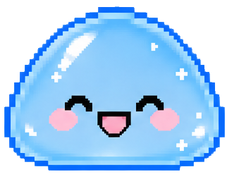 A cheerful blue Water Jelly character